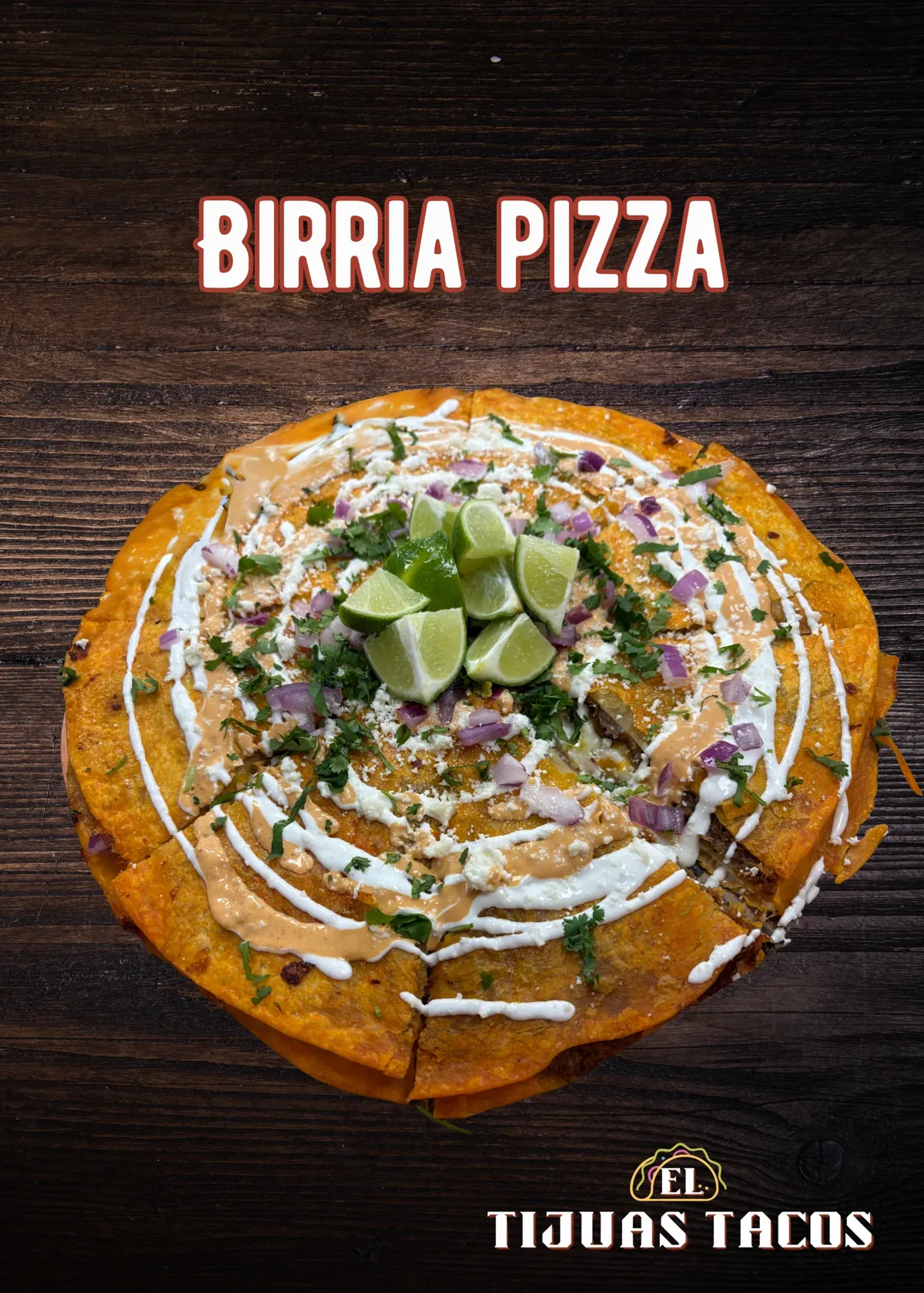 Birria pizza made to share with family